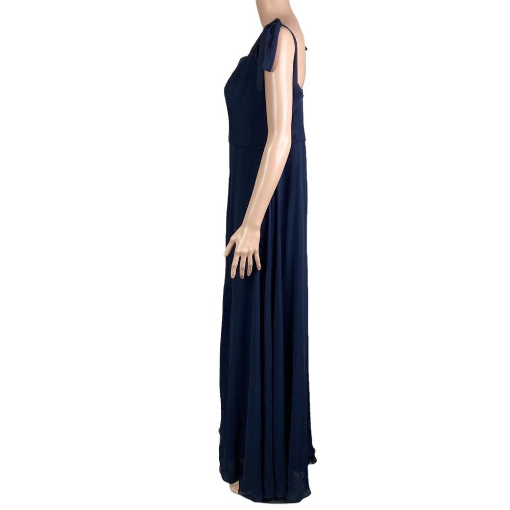 Dessy Collection Dress Womens 16 Luxchiff FL Bow Shoulder Blue Maxi Plus - Picture 3 of 12